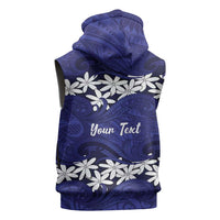 Personalised Cook Islands Pukapuka Sleeveless Zip Hoodie Tiare Maori Polynesian Waves Tattoo LT14 - Polynesian Pride