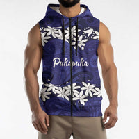 Personalised Cook Islands Pukapuka Sleeveless Zip Hoodie Tiare Maori Polynesian Waves Tattoo LT14 - Polynesian Pride