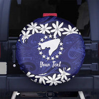 Personalised Cook Islands Pukapuka Spare Tire Cover Tiare Maori Polynesian Waves Tattoo LT14 No hole Blue - Polynesian Pride