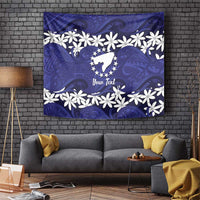 Personalised Cook Islands Pukapuka Tapestry Tiare Maori Polynesian Waves Tattoo LT14 Blue - Polynesian Pride