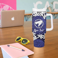 Personalised Cook Islands Pukapuka Tumbler With Handle Tiare Maori Polynesian Waves Tattoo LT14 - Polynesian Pride