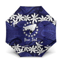 Personalised Cook Islands Pukapuka Umbrella Tiare Maori Polynesian Waves Tattoo LT14 One Size Folded 11.42 inch Opened Diameter 37.4 inch Blue - Polynesian Pride