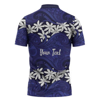Personalised Cook Islands Pukapuka Zipper Polo Shirt Tiare Maori Polynesian Waves Tattoo LT14 - Polynesian Pride
