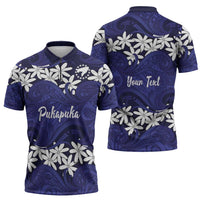 Personalised Cook Islands Pukapuka Zipper Polo Shirt Tiare Maori Polynesian Waves Tattoo LT14 - Polynesian Pride