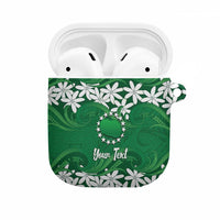 Personalised Cook Islands Rarotonga AirPods Case Tiare Maori Polynesian Waves Tattoo LT14 Green - Polynesian Pride