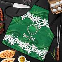 Personalised Cook Islands Rarotonga Apron Tiare Maori Polynesian Waves Tattoo LT14 Green - Polynesian Pride