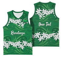 Personalised Cook Islands Rarotonga Basketball Jersey Tiare Maori Polynesian Waves Tattoo LT14 - Polynesian Pride