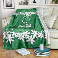 Personalised Cook Islands Rarotonga Blanket Tiare Maori Polynesian Waves Tattoo LT14 Green - Polynesian Pride