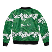 Personalised Cook Islands Rarotonga Bomber Jacket Tiare Maori Polynesian Waves Tattoo LT14 - Polynesian Pride