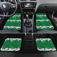 Personalised Cook Islands Rarotonga Car Mats Tiare Maori Polynesian Waves Tattoo LT14 Set 4pcs Green - Polynesian Pride