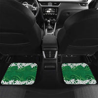 Personalised Cook Islands Rarotonga Car Mats Tiare Maori Polynesian Waves Tattoo LT14 Set 2pcs - Back Green - Polynesian Pride