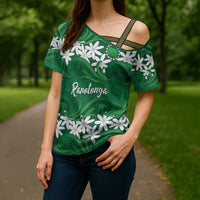 Personalised Cook Islands Rarotonga Cross Shoulder Shirt Tiare Maori Polynesian Waves Tattoo LT14 - Polynesian Pride