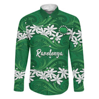 Personalised Cook Islands Rarotonga Family Matching Long Sleeve Bodycon Dress and Hawaiian Shirt Tiare Maori Polynesian Waves Tattoo