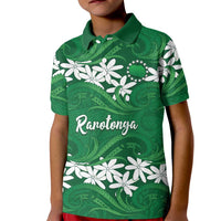 Personalised Cook Islands Rarotonga Kid Polo Shirt Tiare Maori Polynesian Waves Tattoo LT14 Kid Green - Polynesian Pride