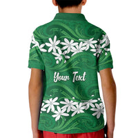 Personalised Cook Islands Rarotonga Kid Polo Shirt Tiare Maori Polynesian Waves Tattoo LT14 - Polynesian Pride