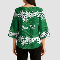 Personalised Cook Islands Rarotonga Kimono Sleeve Blouse Tiare Maori Polynesian Waves Tattoo LT14 - Polynesian Pride