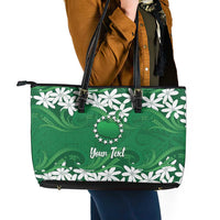 Personalised Cook Islands Rarotonga Leather Tote Bag Tiare Maori Polynesian Waves Tattoo LT14 - Polynesian Pride