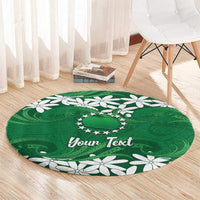 Personalised Cook Islands Rarotonga Round Carpet Tiare Maori Polynesian Waves Tattoo LT14 - Polynesian Pride