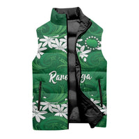 Personalised Cook Islands Rarotonga Sleeveless Puffer Jacket Tiare Maori Polynesian Waves Tattoo LT14 - Polynesian Pride