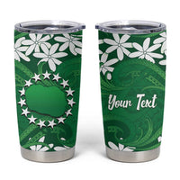 Personalised Cook Islands Rarotonga Tumbler Cup Tiare Maori Polynesian Waves Tattoo LT14 Green - Polynesian Pride