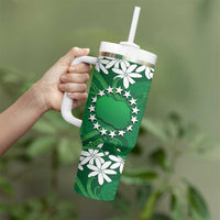 Personalised Cook Islands Rarotonga Tumbler With Handle Tiare Maori Polynesian Waves Tattoo LT14 - Polynesian Pride