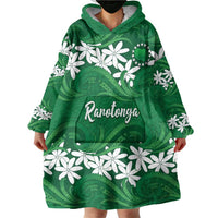 Personalised Cook Islands Rarotonga Wearable Blanket Hoodie Tiare Maori Polynesian Waves Tattoo LT14 - Polynesian Pride