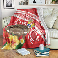 Kingdom Of Tonga Emancipation Day Blanket Tongan Ngatu With Kumete Red LT14 Red - Polynesian Pride