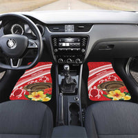 Kingdom Of Tonga Emancipation Day Car Mats Tongan Ngatu With Kumete Red LT14 Set 2pcs - Front Red - Polynesian Pride