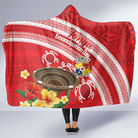 Kingdom Of Tonga Emancipation Day Hooded Blanket Tongan Ngatu With Kumete Red LT14 One Size Red - Polynesian Pride