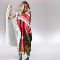 Kingdom Of Tonga Emancipation Day Hooded Blanket Tongan Ngatu With Kumete Red LT14 - Polynesian Pride