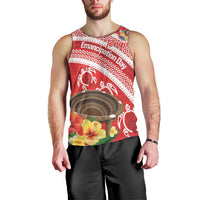 Kingdom Of Tonga Emancipation Day Men Tank Top Tongan Ngatu With Kumete Red LT14 - Polynesian Pride