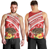 Kingdom Of Tonga Emancipation Day Men Tank Top Tongan Ngatu With Kumete Red LT14 - Polynesian Pride