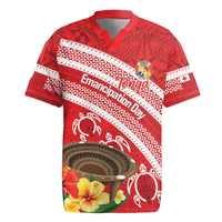 Kingdom Of Tonga Emancipation Day Rugby Jersey Tongan Ngatu With Kumete Red