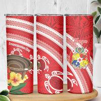 Kingdom Of Tonga Emancipation Day Skinny Tumbler Tongan Ngatu With Kumete Red
