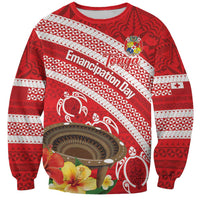 Kingdom Of Tonga Emancipation Day Sweatshirt Tongan Ngatu With Kumete Red LT14 Unisex Red - Polynesian Pride