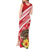 Kingdom Of Tonga Emancipation Day Tank Maxi Dress Tongan Ngatu With Kumete Red LT14 - Polynesian Pride