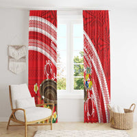 Kingdom Of Tonga Emancipation Day Window Curtain Tongan Ngatu With Kumete Red LT14 - Polynesian Pride
