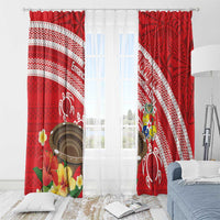Kingdom Of Tonga Emancipation Day Window Curtain Tongan Ngatu With Kumete Red LT14 - Polynesian Pride