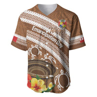 Kingdom Of Tonga Emancipation Day Baseball Jersey Tongan Ngatu With Kumete Brown