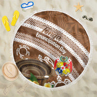 Kingdom Of Tonga Emancipation Day Beach Blanket Tongan Ngatu With Kumete Brown LT14 One Size 150cm Brown - Polynesian Pride