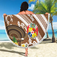 Kingdom Of Tonga Emancipation Day Beach Blanket Tongan Ngatu With Kumete Brown LT14 - Polynesian Pride