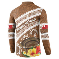 Kingdom Of Tonga Emancipation Day Button Sweatshirt Tongan Ngatu With Kumete Brown LT14 - Polynesian Pride