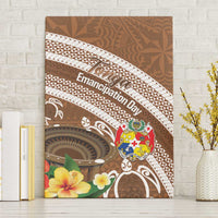 Kingdom Of Tonga Emancipation Day Canvas Wall Art Tongan Ngatu With Kumete Brown LT14 Without Frame Brown - Polynesian Pride