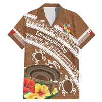 Kingdom Of Tonga Emancipation Day Family Matching Mermaid Dress and Hawaiian Shirt Tongan Ngatu With Kumete Brown