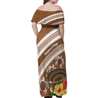 Kingdom Of Tonga Emancipation Day Family Matching Off Shoulder Maxi Dress and Hawaiian Shirt Tongan Ngatu With Kumete Brown