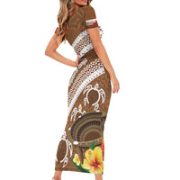 Kingdom Of Tonga Emancipation Day Family Matching Short Sleeve Bodycon Dress and Hawaiian Shirt Tongan Ngatu With Kumete Brown