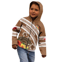 Kingdom Of Tonga Emancipation Day Kid Hoodie Tongan Ngatu With Kumete Brown