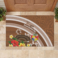 Kingdom Of Tonga Emancipation Day Rubber Doormat Tongan Ngatu With Kumete Brown LT14 Brown - Polynesian Pride