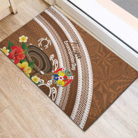 Kingdom Of Tonga Emancipation Day Rubber Doormat Tongan Ngatu With Kumete Brown LT14 - Polynesian Pride