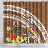 Kingdom Of Tonga Emancipation Day Shower Curtain Tongan Ngatu With Kumete Brown
